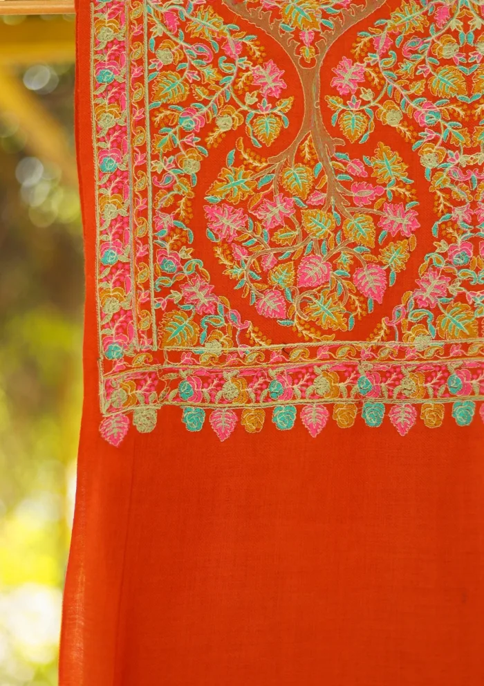 Wool Embroidered Shawl D 13 Red Red Luxury Lawn Collection - Image 7