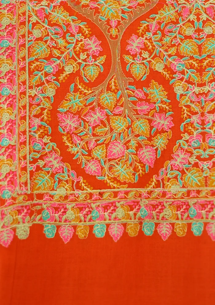 Wool Embroidered Shawl D 13 Red Red Luxury Lawn Collection - Image 8
