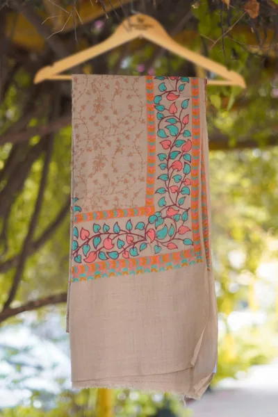 Wool Embroidered Shawl D 13 Skin