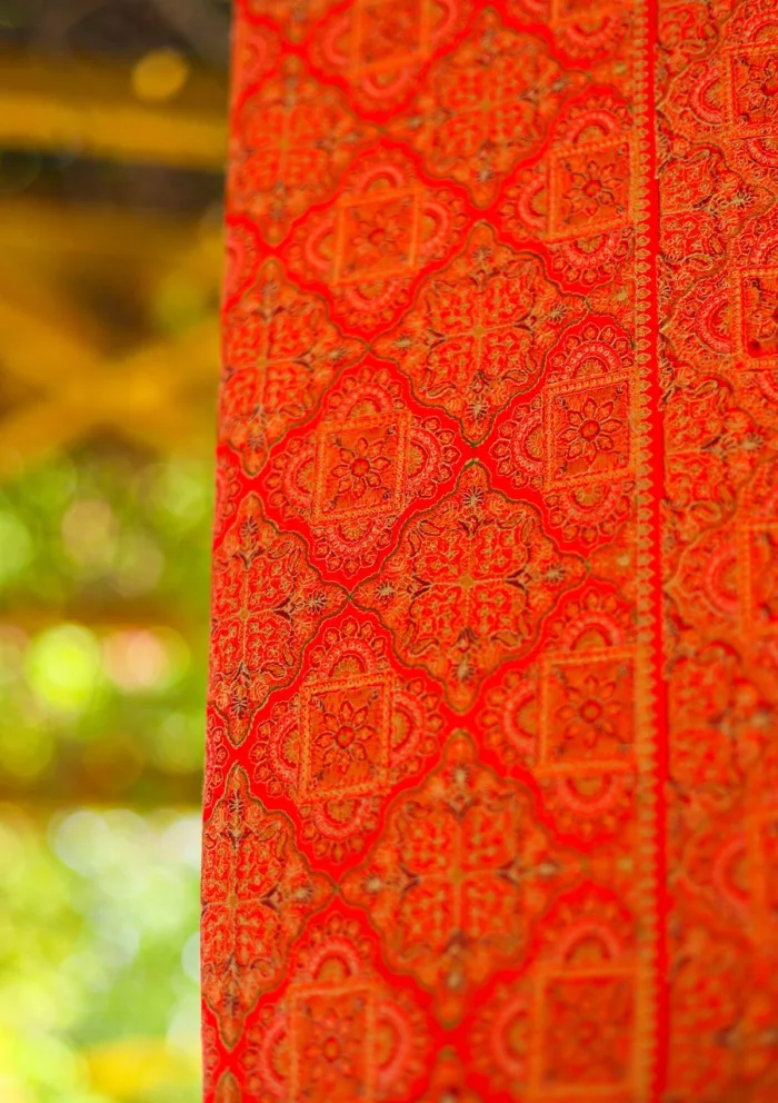 Wool Embroidered Shawl D 14 Maroon Maroon Luxury Lawn Collection - Image 2