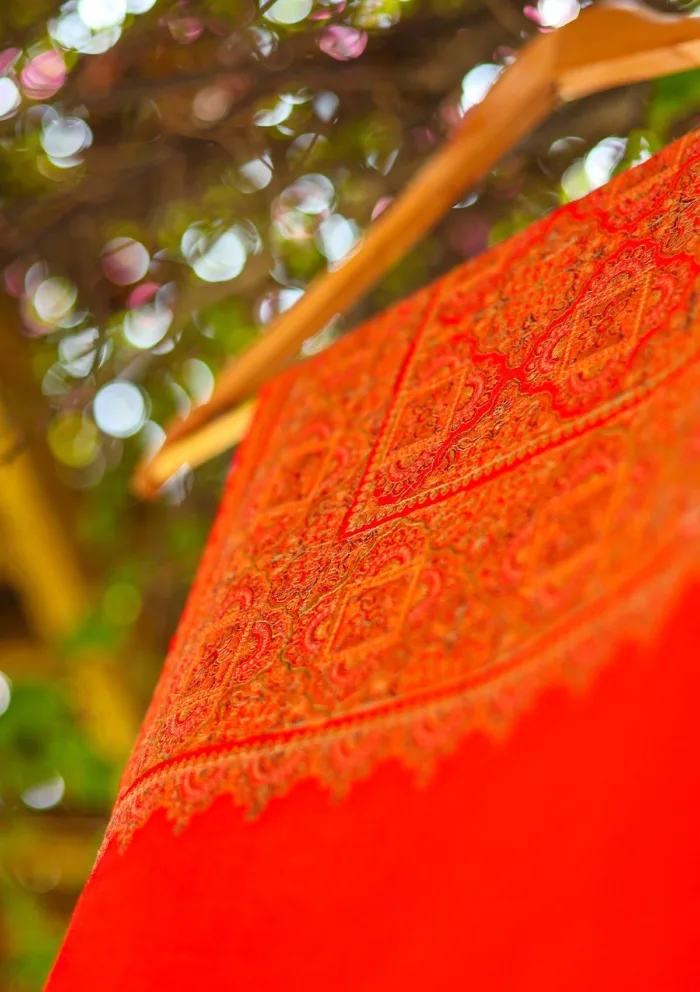 Wool Embroidered Shawl D 14 Maroon Maroon Luxury Lawn Collection - Image 3