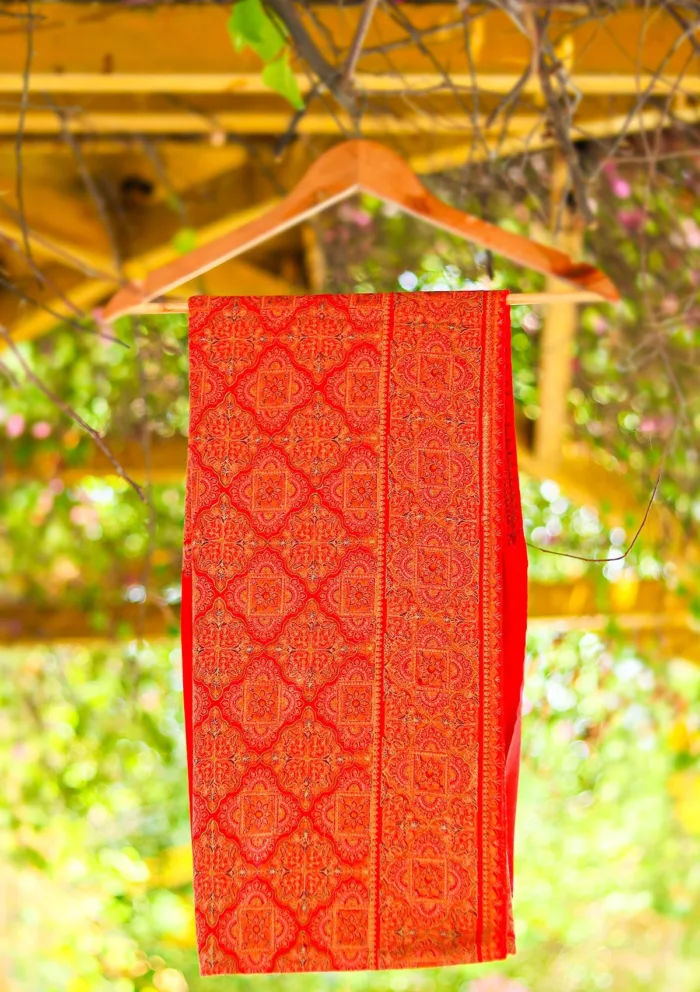 Wool Embroidered Shawl D 14 Maroon