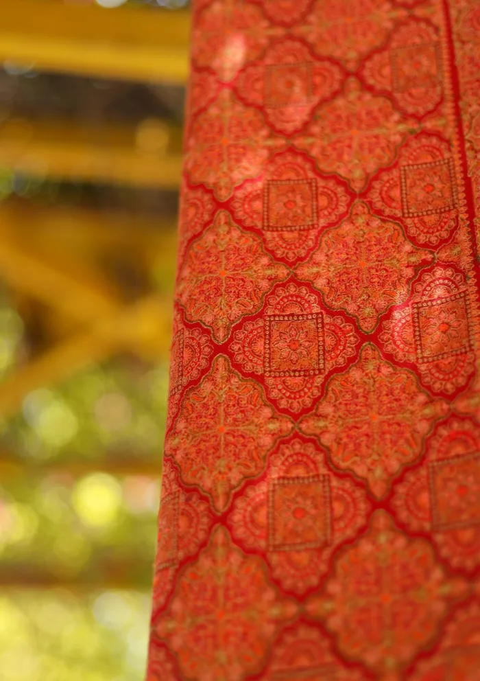 Wool Embroidered Shawl D 14 Red Red Luxury Lawn Collection - Image 2