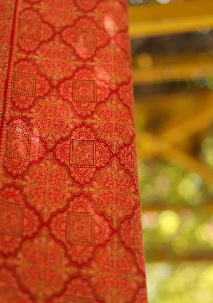 Wool Embroidered Shawl D 14 Red Red Luxury Lawn Collection - Image 3