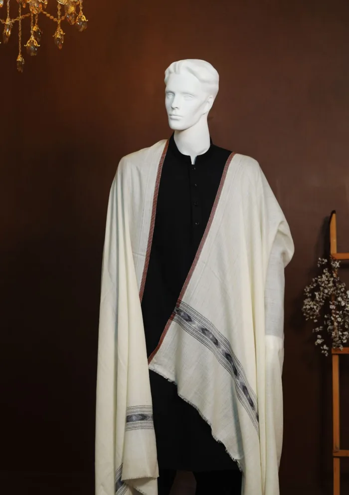 Wool Shawls Offwhite D 235 Luxury Lawn Collection - Image 2
