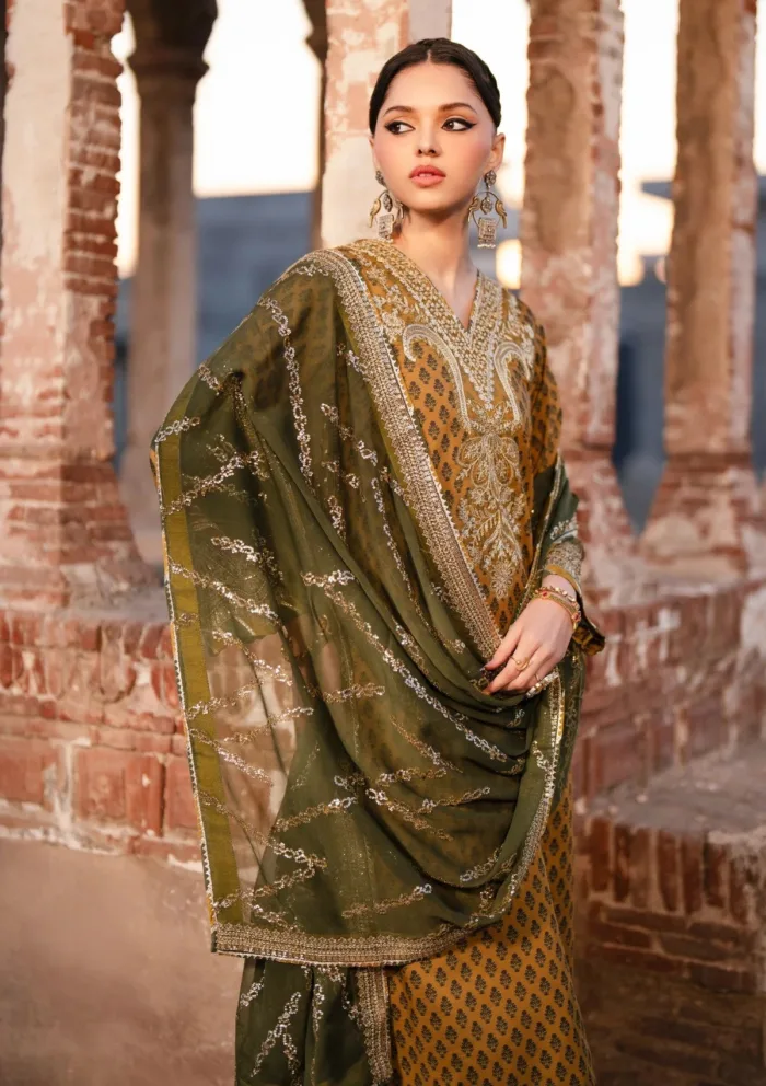 Xenia Luxe Unstitched Edit 25 MALIKA B Rumi Luxury Lawn Collection - Image 4
