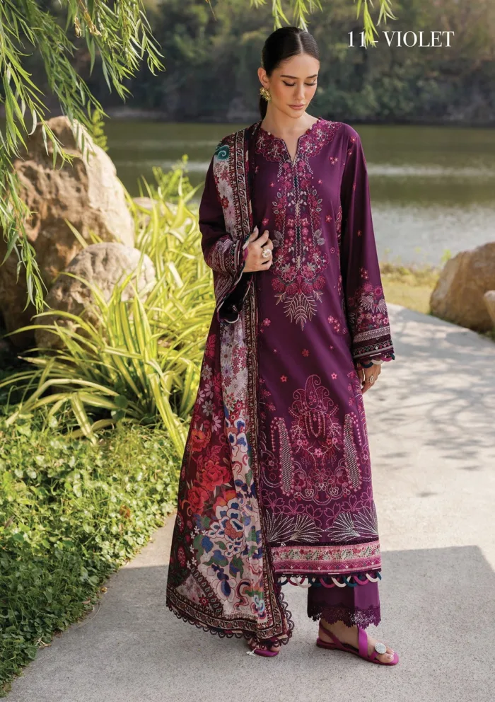 Xenia XLL 11 Violet Luxury Unstitched 25 Lawn Collection - Image 2
