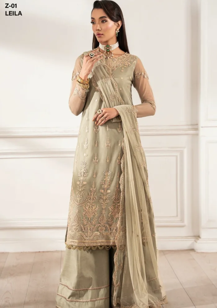 Zarif Unstitched 25 ZHF 01 Leila Heer Luxury Lawn Collection - Image 4