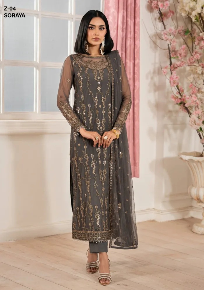 Zarif Unstitched 25 ZHF 04 Soraya Heer Luxury Lawn Collection - Image 4