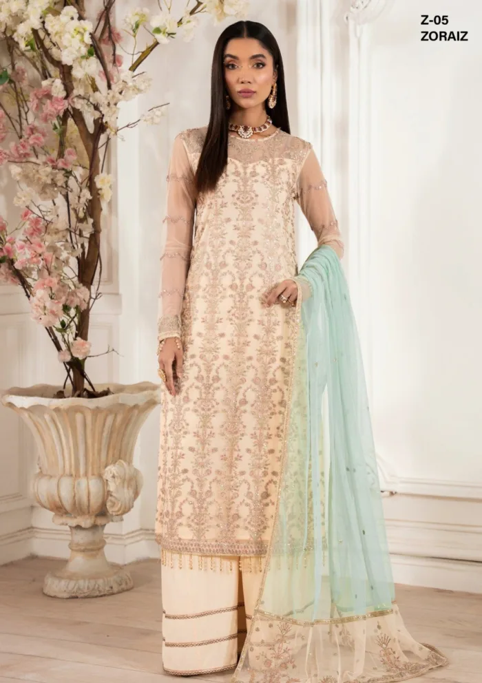 Zarif Unstitched 25 ZHF 05 Zoraiz Heer Luxury Lawn Collection - Image 4