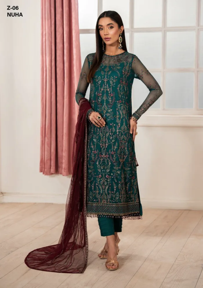Zarif Unstitched 25 ZHF 06 Nuha Heer Luxury Lawn Collection - Image 4