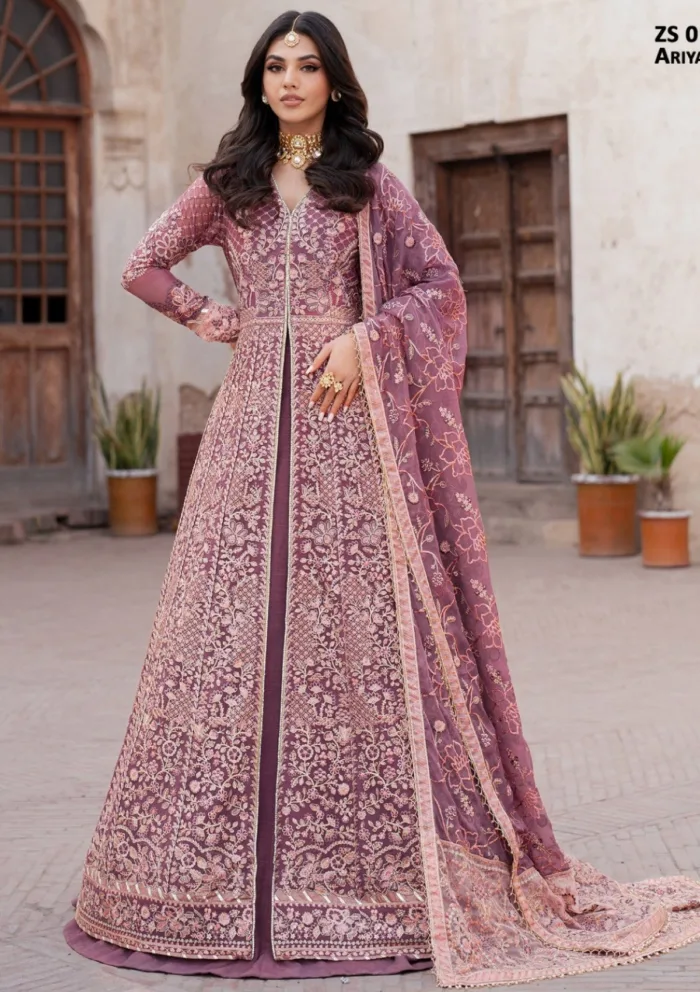 Zarif Wedding ZR25 01 Ariyana Shehnai Luxury Lawn Collection - Image 3