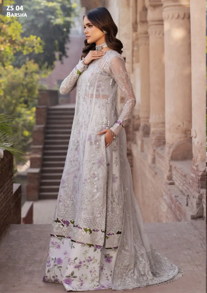 Zarif Wedding ZR25 04 Barsha Shehnai Luxury Lawn Collection - Image 3