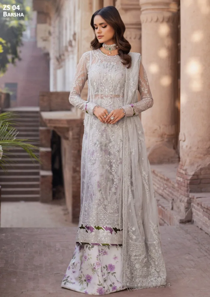 Zarif Wedding ZR25 04 Barsha Shehnai Luxury Lawn Collection - Image 6