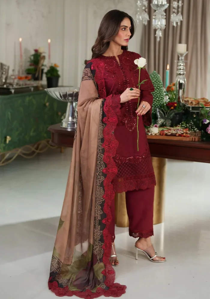 Zarqash ZQ 001 Rouge Belle Ame 25 Luxury Lawn Collection - Image 2