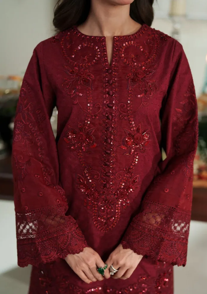 Zarqash ZQ 001 Rouge Belle Ame 25 Luxury Lawn Collection - Image 3