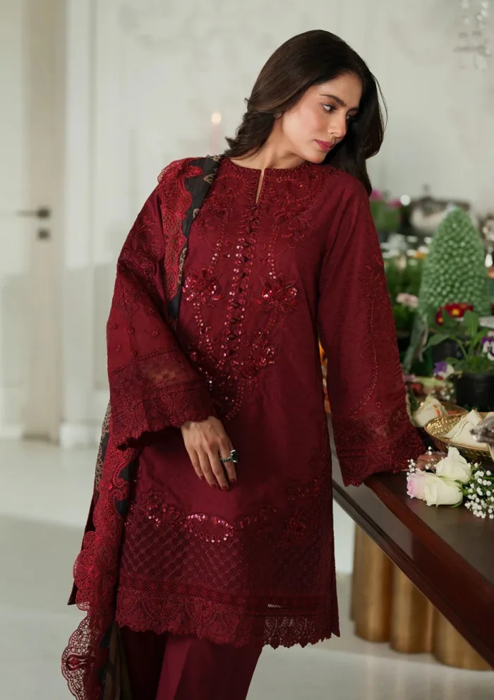 Zarqash ZQ 001 Rouge Belle Ame 25 Luxury Lawn Collection - Image 4