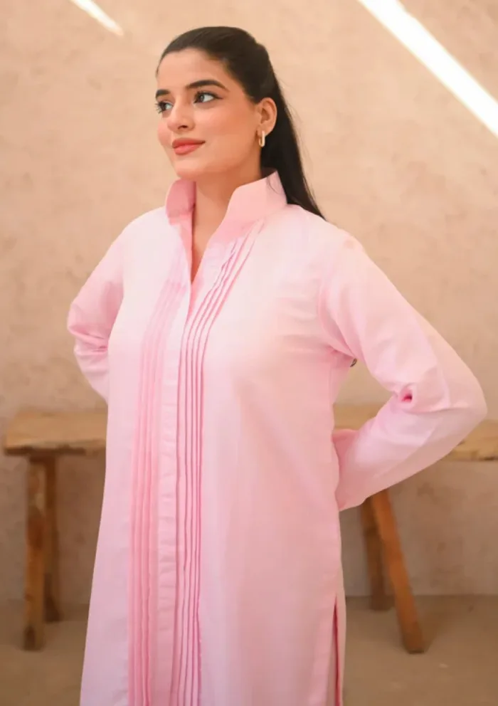 Zauk Drop 1 Two Piece Misty Rose Basics Luxury Lawn Collection - Image 3