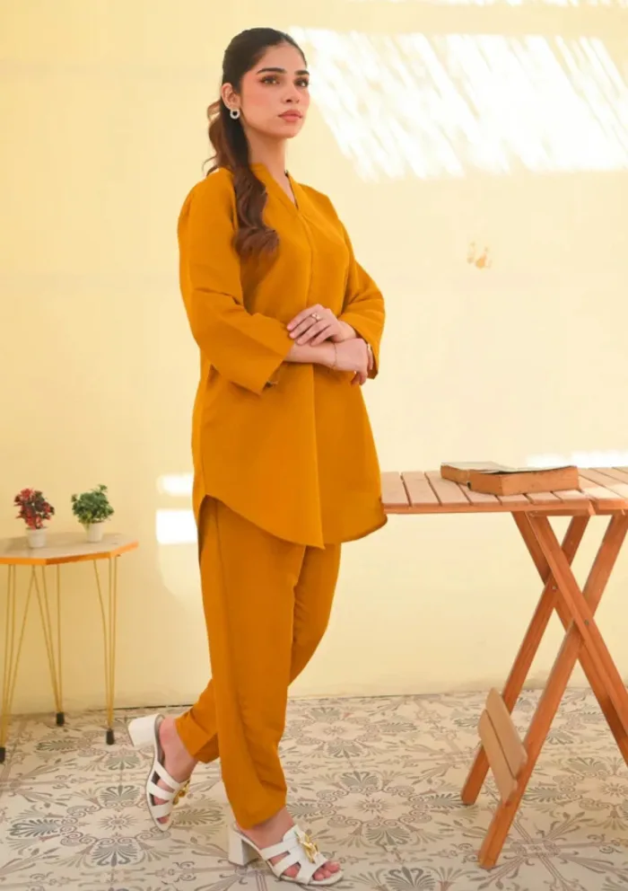 Zauk Drop 1 Two Piece Mustard Basics Luxury Lawn Collection - Image 2