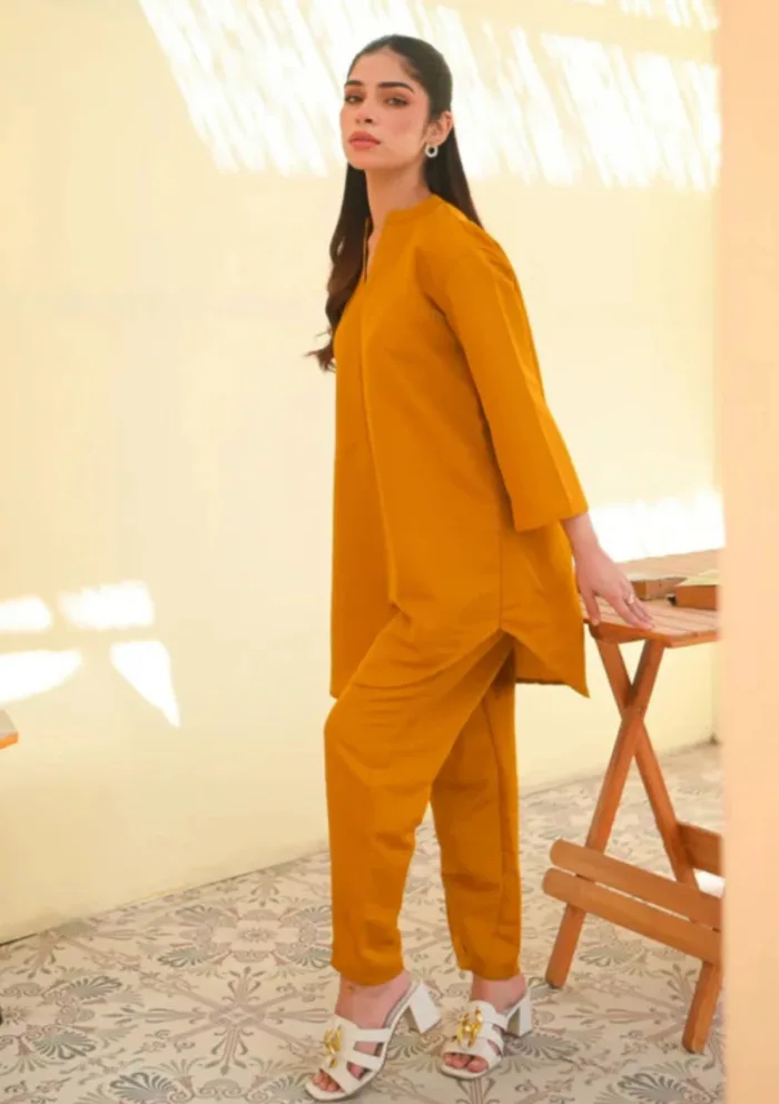 Zauk Drop 1 Two Piece Mustard Basics Luxury Lawn Collection - Image 5