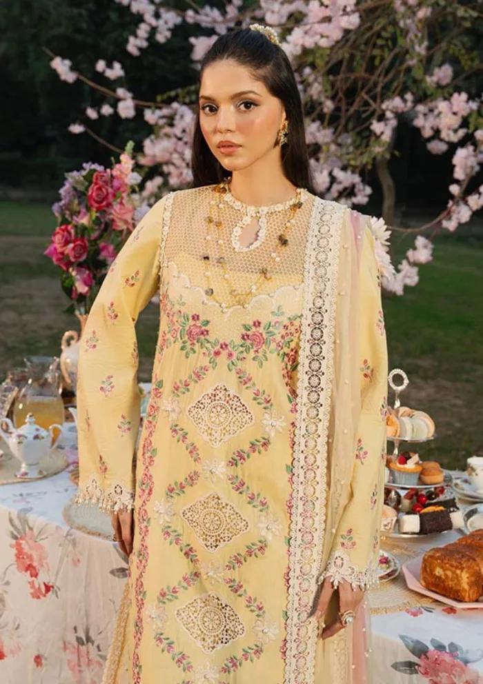 Zevk Vol II LIME Flora Festive 25 Luxury Lawn Collection - Image 4