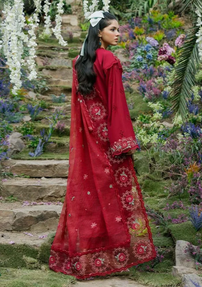 Zevk Vol II RED ROSE Flora Festive 25 Luxury Lawn Collection - Image 2