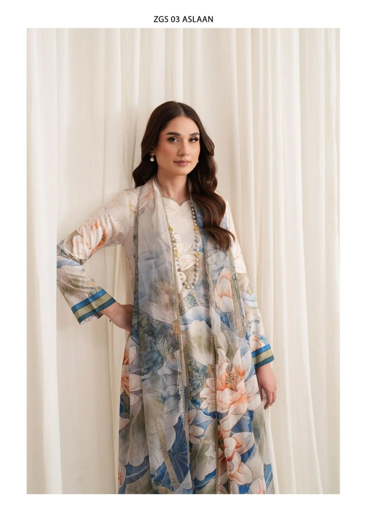 Zarif D-03 Aslaan Georgette Silk Prints Winter Collection 2 Zarif D-03 Aslaan
