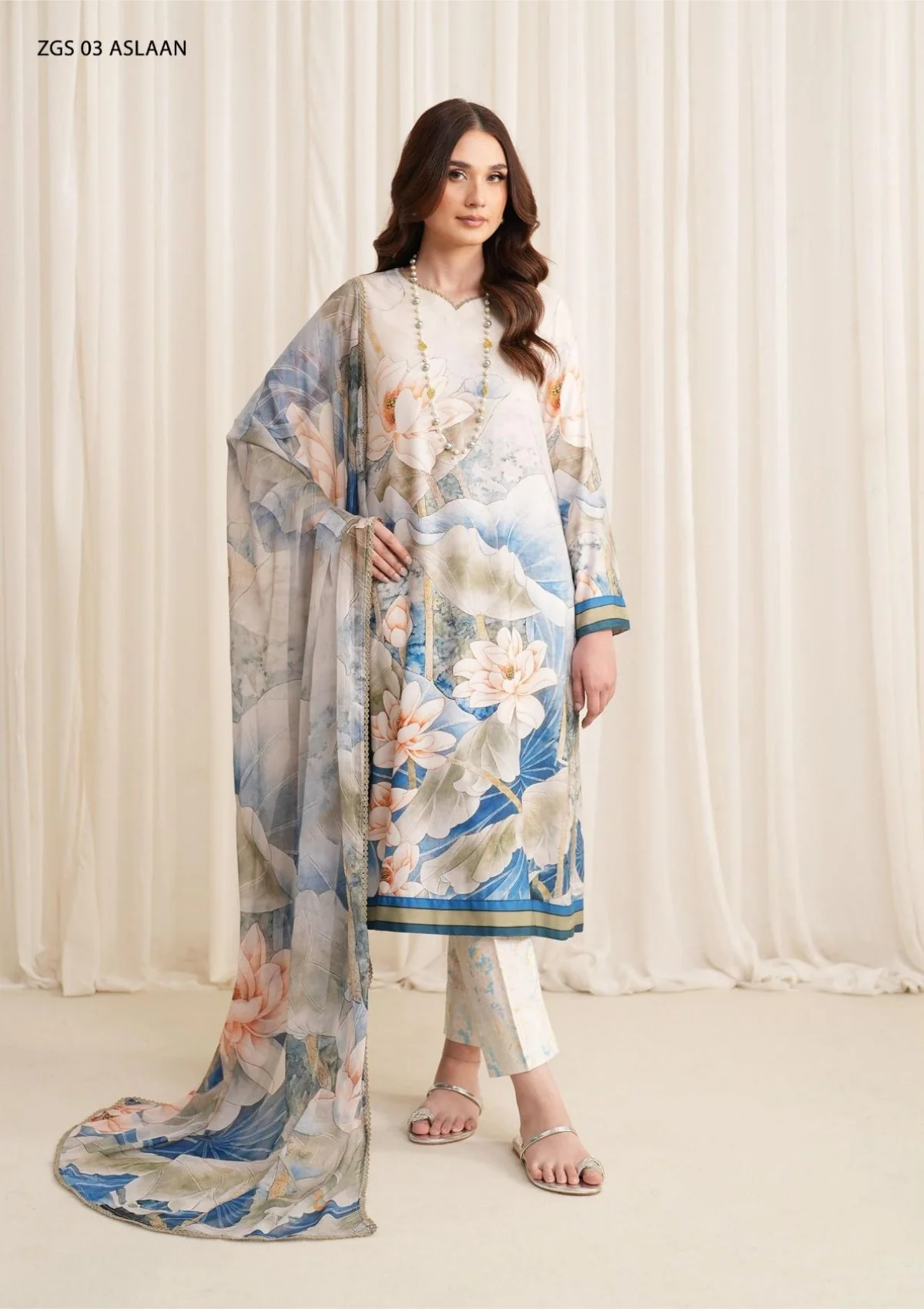Zarif D-03 Aslaan Georgette Silk Prints Winter Collection 4 Zarif D-03 Aslaan