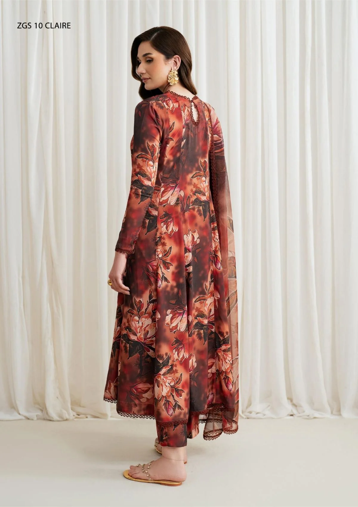 Zarif D-10 Claire Georgette Silk Prints Winter Collection 3 Zarif D-10 Claire