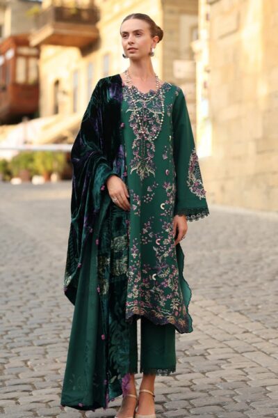 Shop Pakistani Clothes Online Uk 15 Rang Rasiya Carnation Luxury Shawl Edit Cwd-04 Matcha