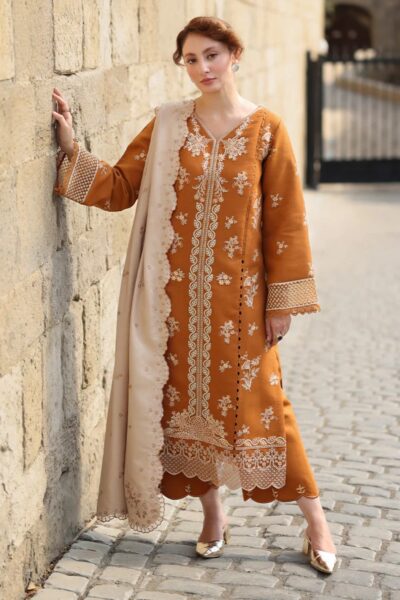 Shop Pakistani Clothes Online Uk 13 Rang Rasiya Carnation Luxury Shawl Edit Cwd-07 Cappuccino