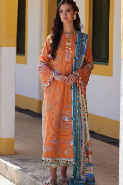 Farah Talib Aziz Lucia Burnt Orange Fta-04 Lawn