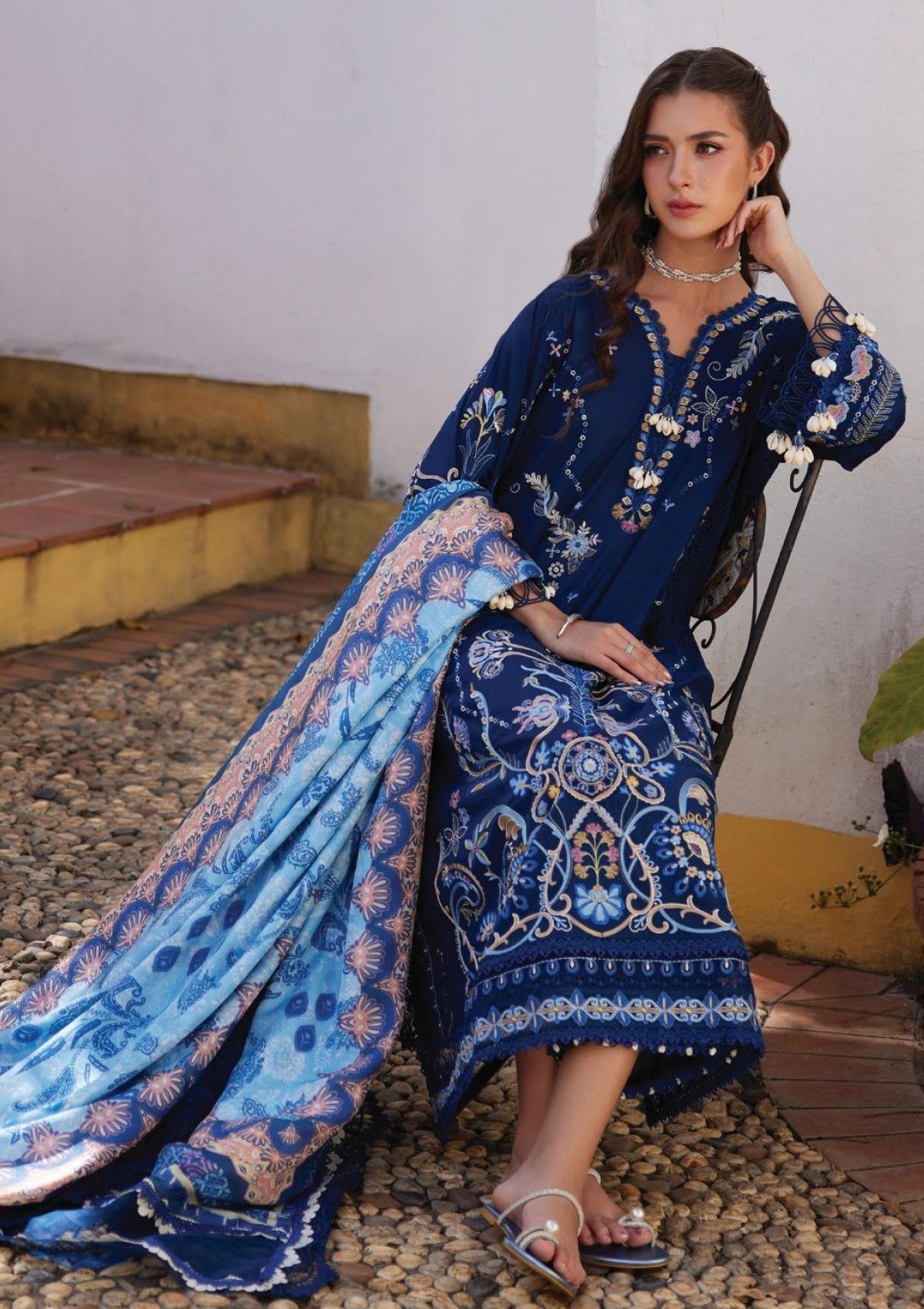 Farah Talib Aziz Nia Navy Fta-08 Lawn Luxury Unstitched 26 3 Farah Talib Aziz Nia Navy Fta-08 Lawn Luxury Unstitched 26 - Image 3