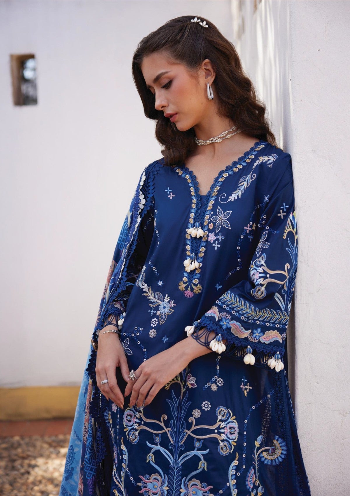 Farah Talib Aziz Nia Navy Fta-08 Lawn Luxury Unstitched 26 4 Farah Talib Aziz Nia Navy Fta-08 Lawn Luxury Unstitched 26 - Image 4