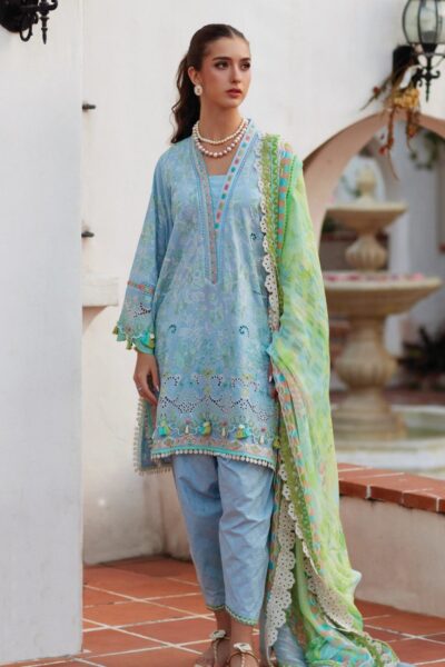 Farah Talib Aziz Sienna Sky Blue Fta-10 Lawn