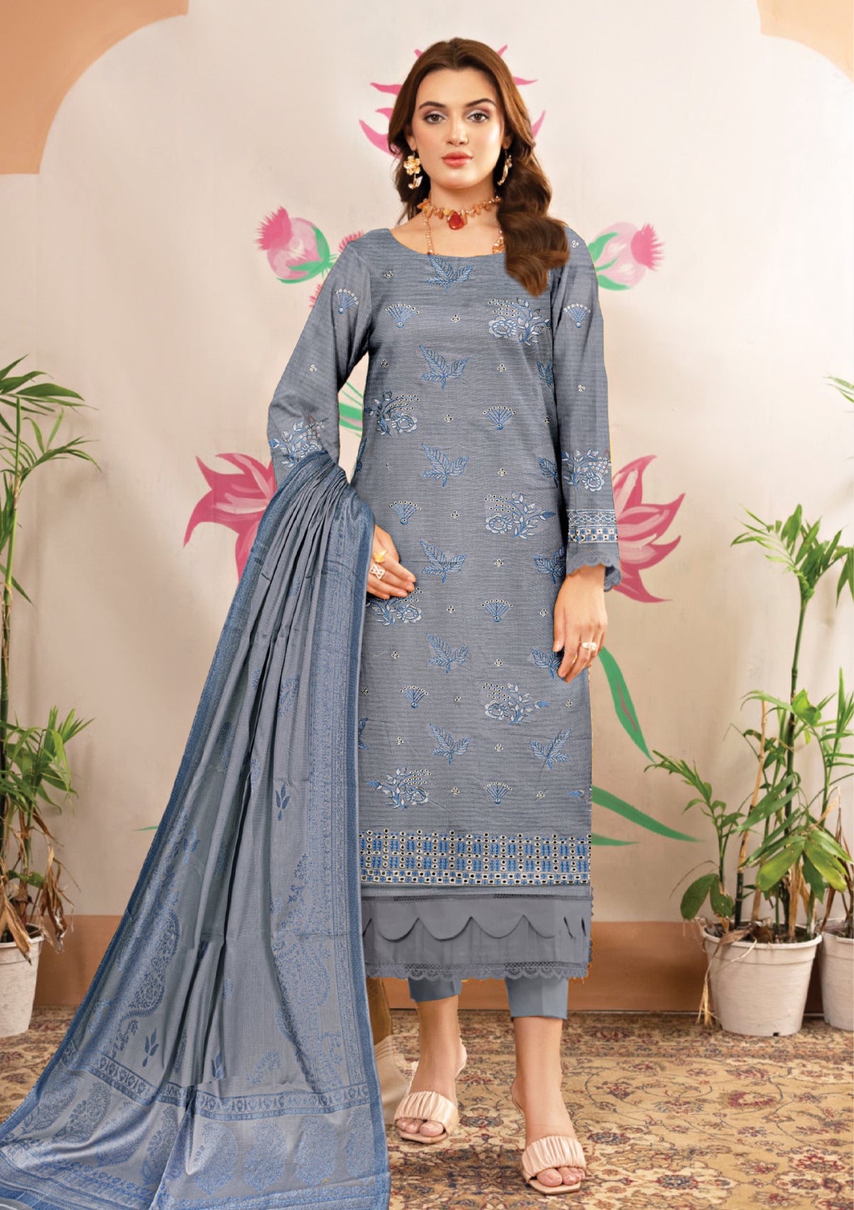 Humdum B Grey Lawn Embroidered 1 Humdum B Grey Lawn