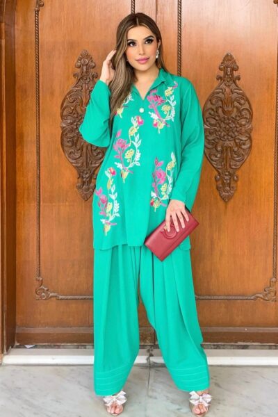 Shop Pakistani Clothes Online Uk 14 Manahils Green Aura Embroidered Allechant