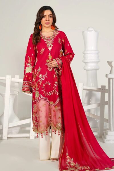 Abeer Rasheed Laal Luxury Cherry Red Lawn Collection 2026