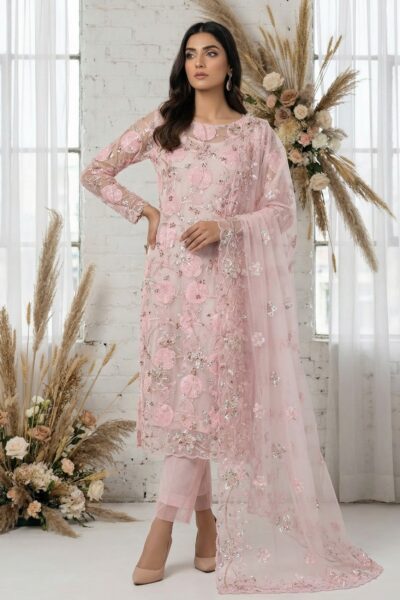 Formals Riwaj Fancy Net 2 Pcs Suit D 01 Pink Lawn Collection 2026