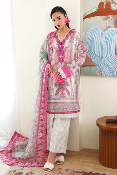 Roheenaz Eclat Garden Printed Runss 510 Coral Hibiscus Lawn Collection 2026