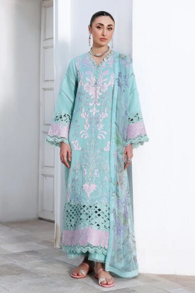 Roheenaz Floral Reveire Runss 609 Dewy Mist Lawn Collection 2026