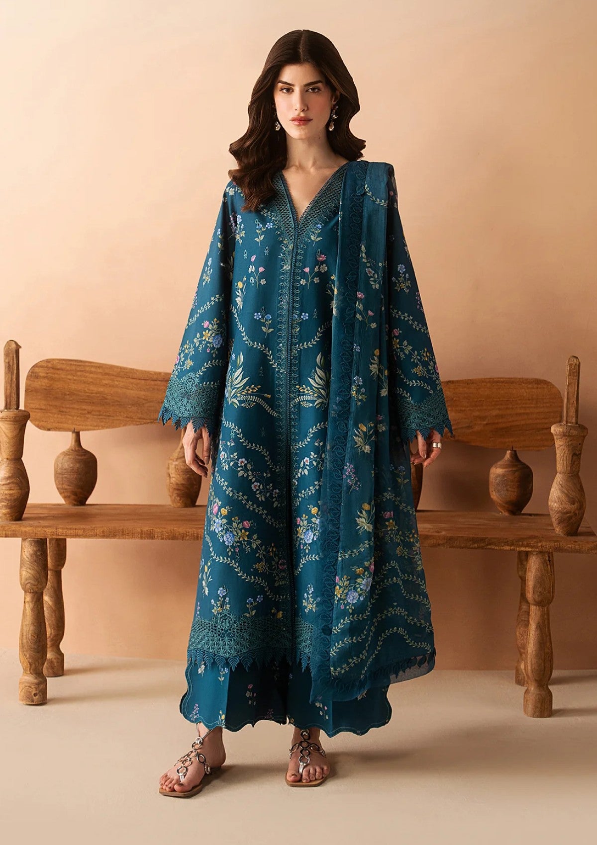 Afrozeh Lawn Luem Teal Haze Summer Edit 1 Afrozeh Lawn Luem Teal